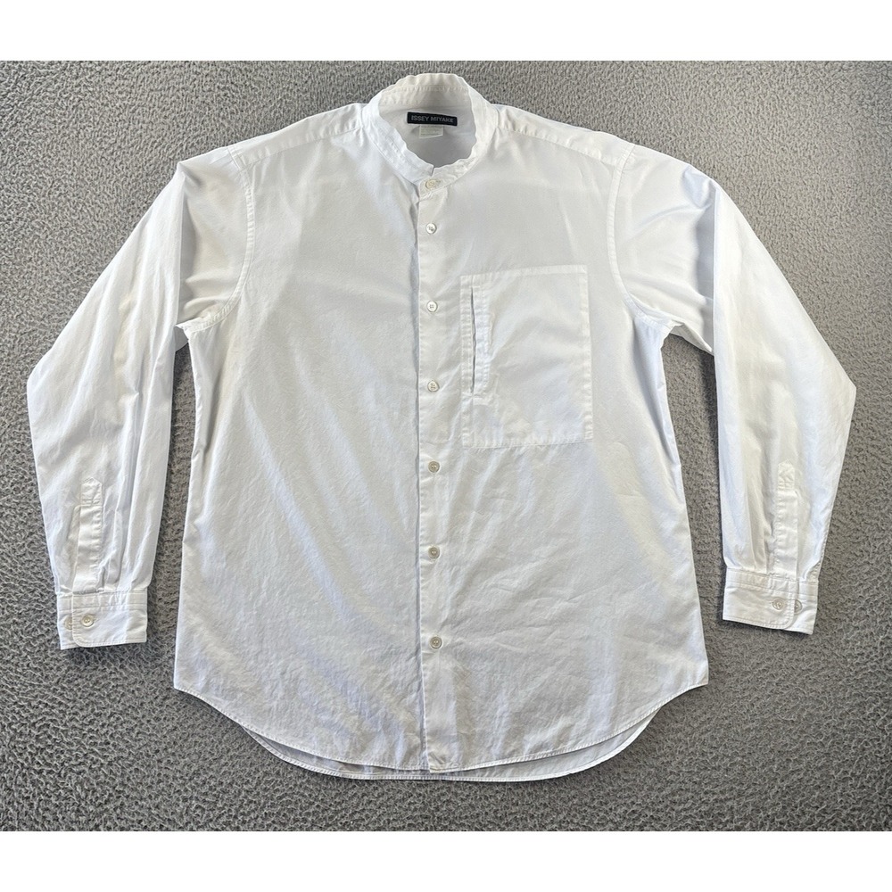 VTG Issey Miyake Shirt Mens 6 Archive Cotton Stand Collar ME68-FJ034 Japan READ
